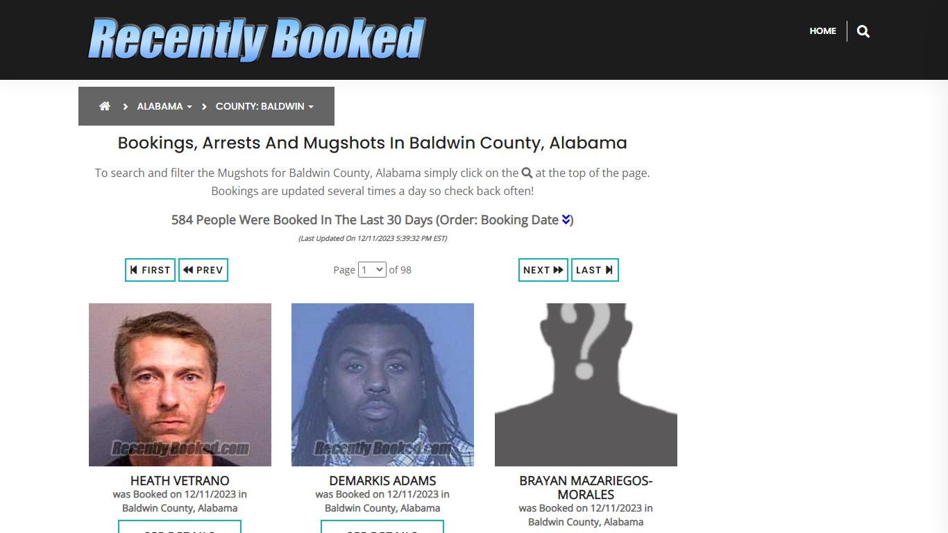 Bookings, Arrests and Mugshots in Baldwin County, Alabama - Recently Booked